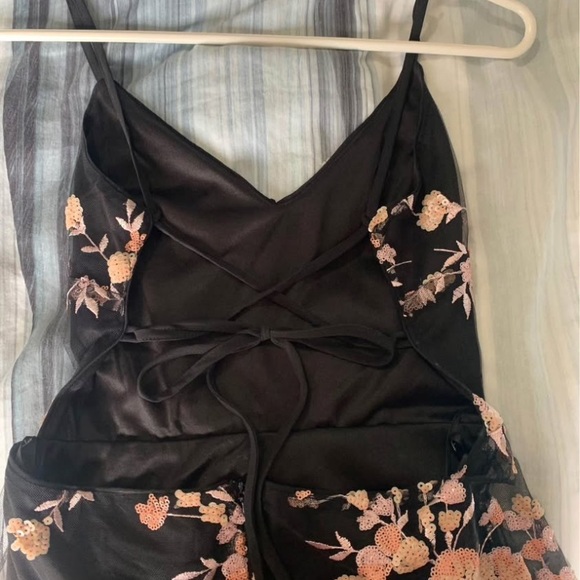 Floral Black, Pink, and Peach Evening Dress - Picture 3 of 4